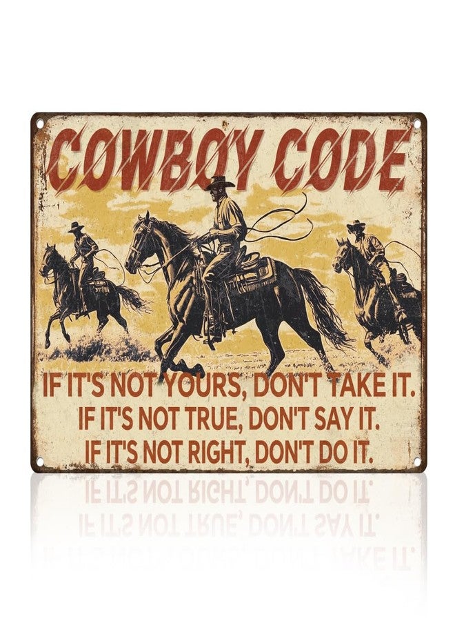 Doodlream Western Cowboy Riding Horse Retro Wall Decor Metal Tin Sign 8" x 12" Cowboy Code Vintage Wall Art Poster for Man Cave Home Clubs Decor Gift - Image 1